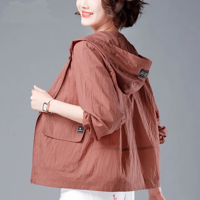 Mom Wear Top Plus Size Long Sleeve Sun Protection Coat Leather Red - Shop at LoveMi