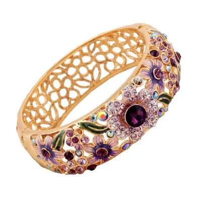 Bracelet Hollow Enamel Gold Plated Ornament Purple - Shop at LoveMi