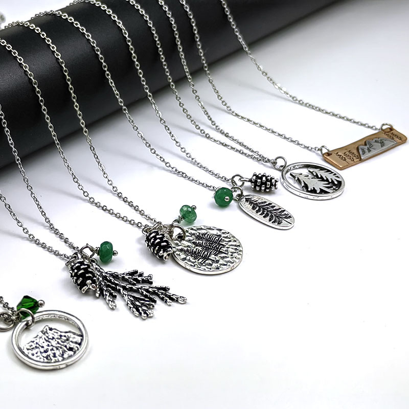 Ladies Peak Mountain Pine Tree Necklace