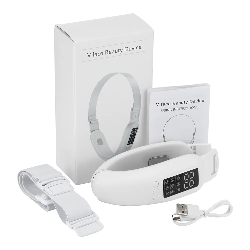 V15 Gear Heating Model Facial Lifting And Tightening Double Chin Micro Current Face Slimming Device - White