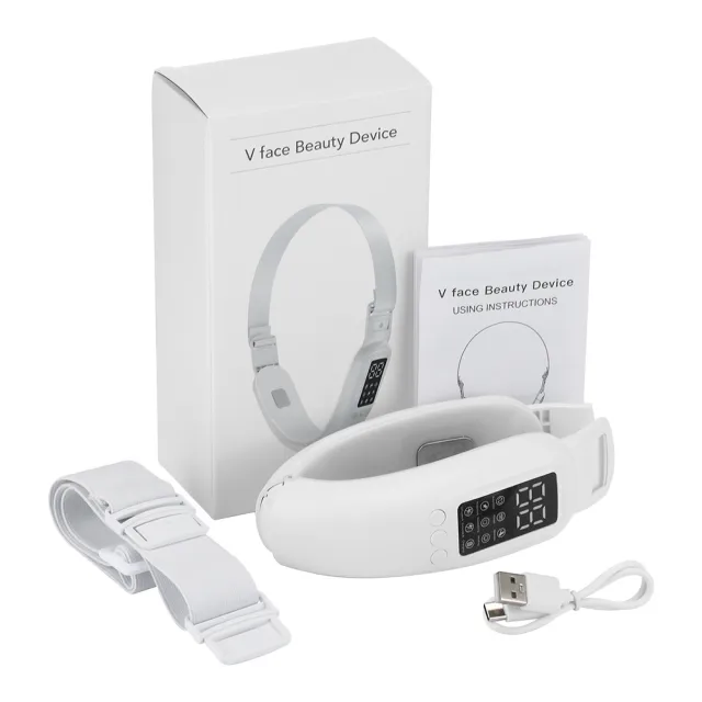 V15 Gear Heating Model Facial Lifting And Tightening Double Chin Micro Current Face Slimming Device White - Shop at LoveMi