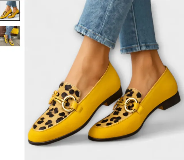 Autumn Strap Low cut Chunky Heel Small Leather Shoes Yellow - Shop at LoveMi