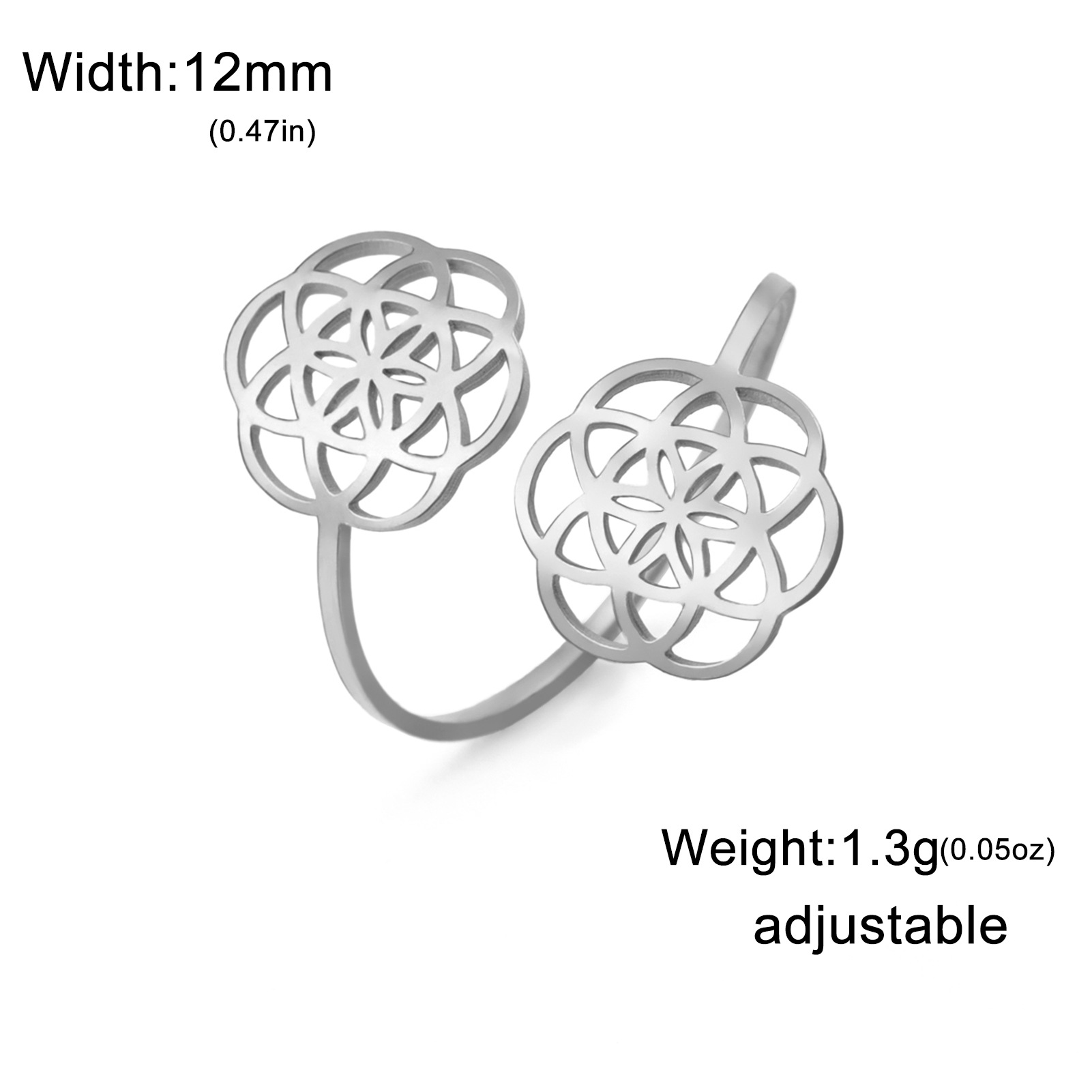 Hollow Flower Open Stainless Steel Women's Ring