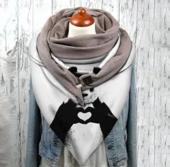 Men's And Women's Fashion Simple Cat Printing Scarf - No 1 Colour - View 1