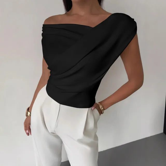 Fashion Personality Solid Color Sleeveless T shirt For Women Black - Shop at LoveMi