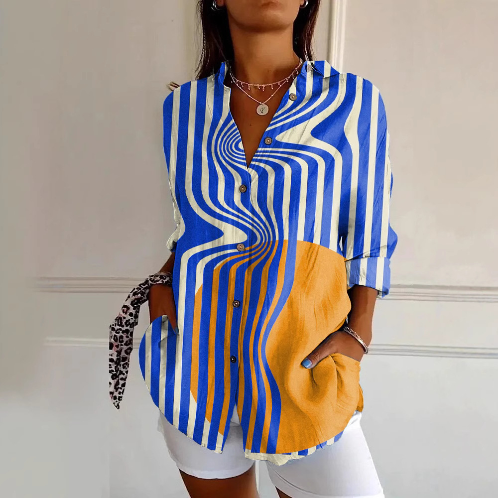 Womens Floral Pattern 3D Printed Long-Sleeve Shirt