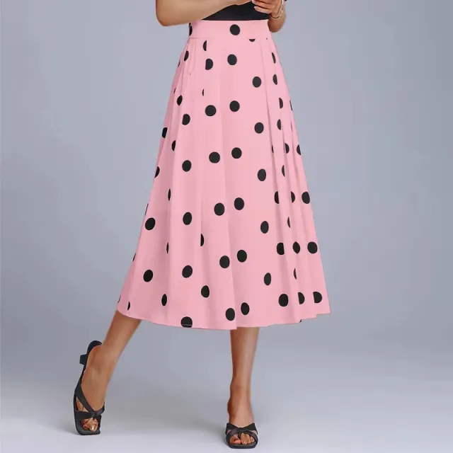 Draping Polka Dot Skirt Women's Summer Style Pink - Shop at LoveMi
