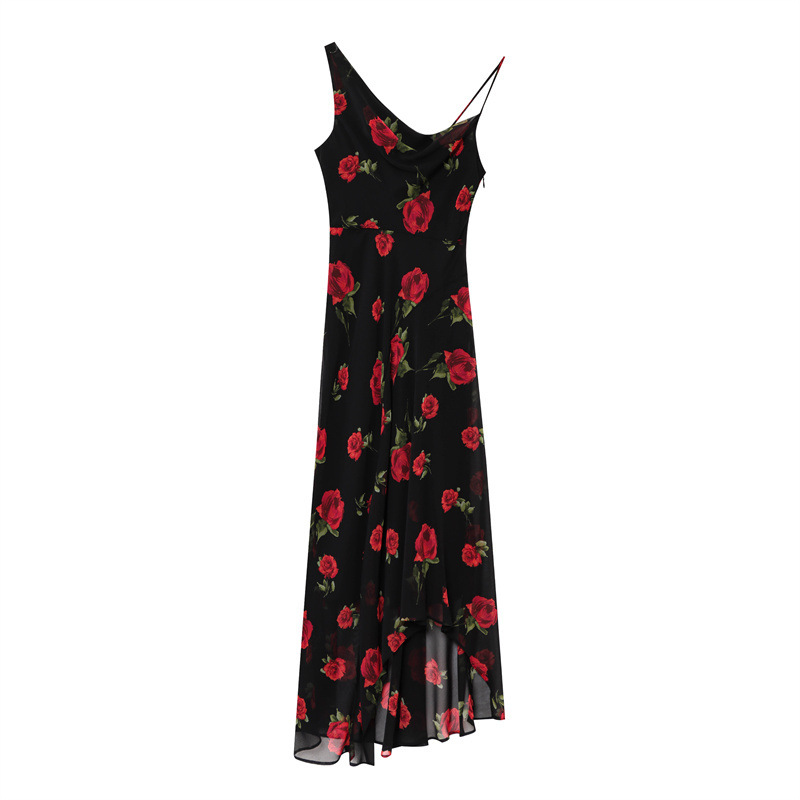 Chiffon Long Floral Print Swing Collar Vacation Long Dress - Shop at LoveMi