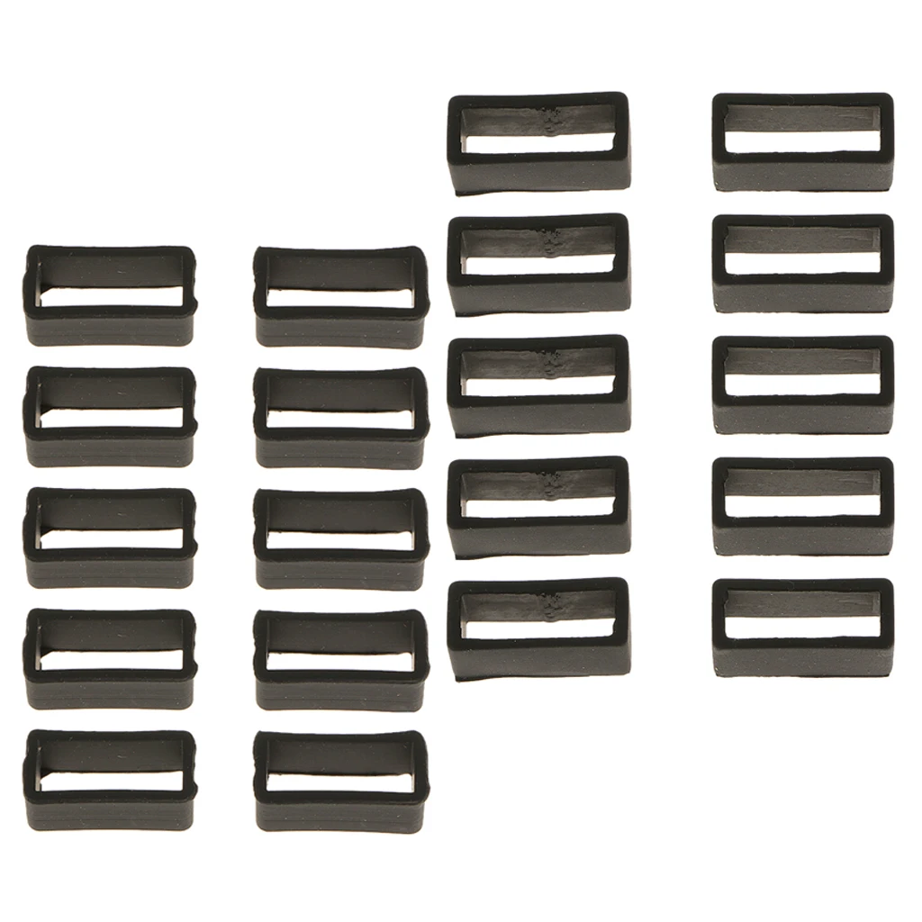 20 Pieces Rubber Replacement Keeper Loops  Strap End Holder Black