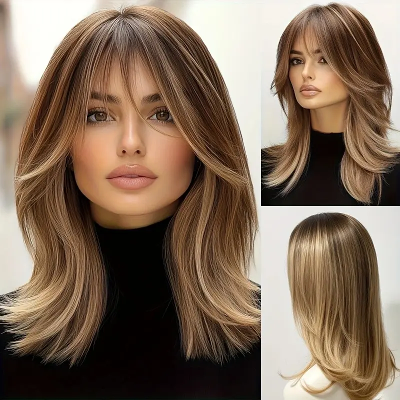 Fashionable Lace Wig Middle-Parted Long Straight Cap