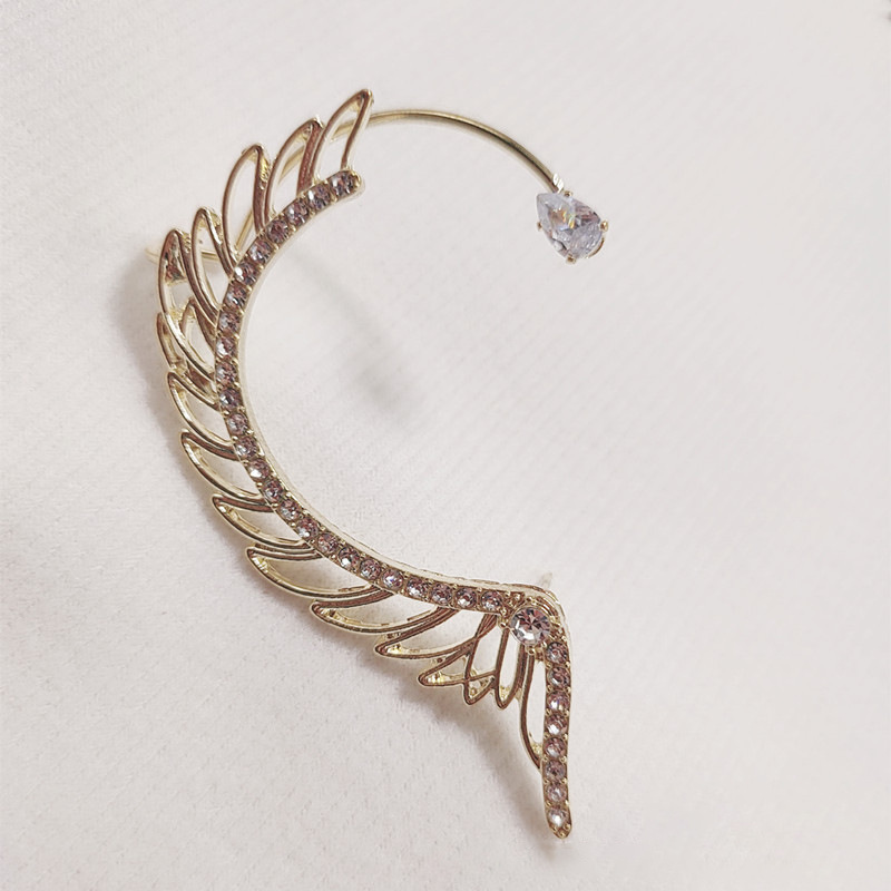 Zircon Wings Ear Hanging Metal Cold Style Personality Stud Earrings