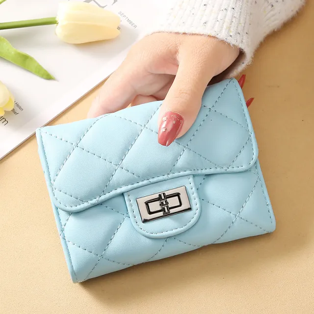Women's Classic Style Rhombus Wallet Short Clutch Blue - Shop at LoveMi
