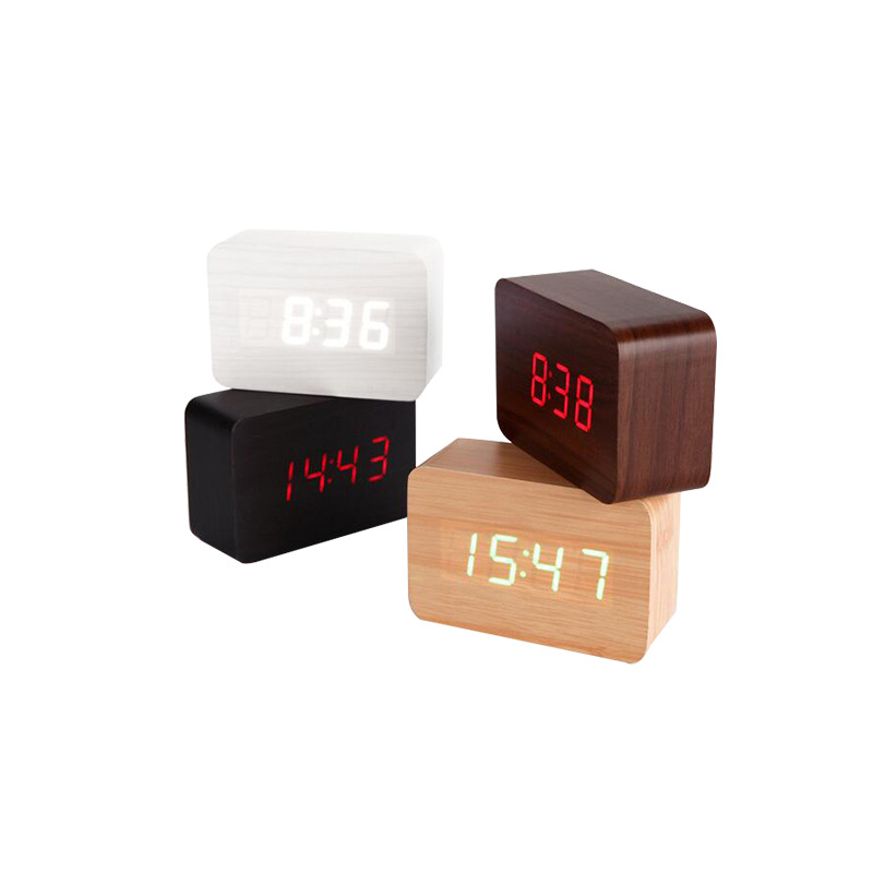 Sleek Mini LED Rectangular Wooden Digital Clock