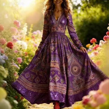 3D Oil Painting Floral Print Dress 3