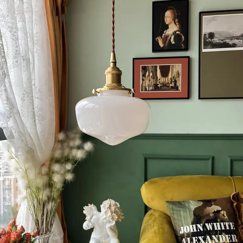 Bedside Balcony Bedroom Brass Glass Chandelier