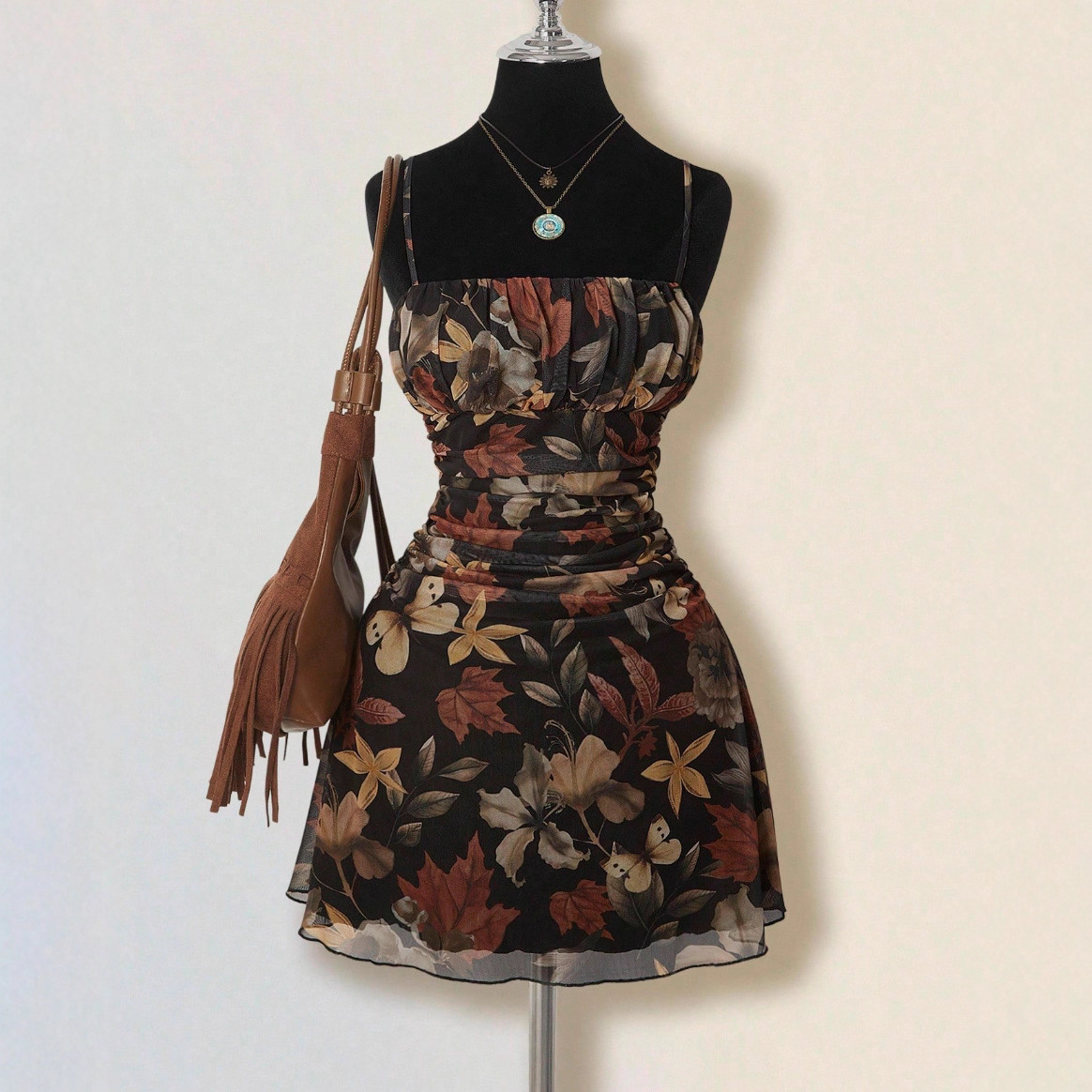 Sexy Strap Print Dark Gothic Style Loose Dress