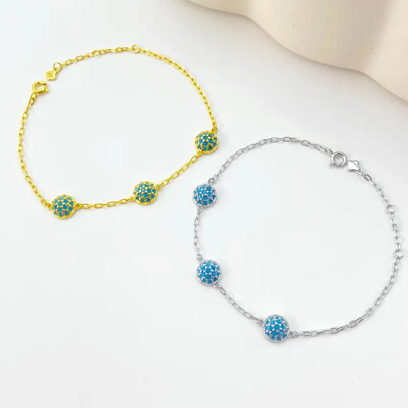 Hydrangea Bracelet Women S925 Pure Silver Turquoise