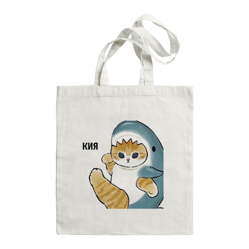 Shark Cat Printed Canvas Bag Shoulder