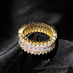 Creative And Fashionable Zircon Inlaid Ring - Yellow Gold - View 1