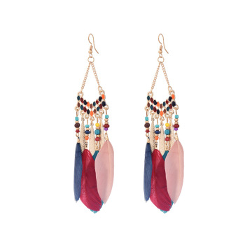 V-shaped Personality Long Feather Earrings