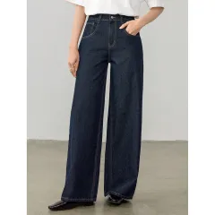 Women's Vintage High Waist Straight Leg Jeans - Dark Blue - View 1