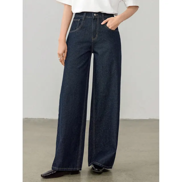 Women's Vintage High Waist Straight Leg Jeans Dark Blue - Shop at LoveMi