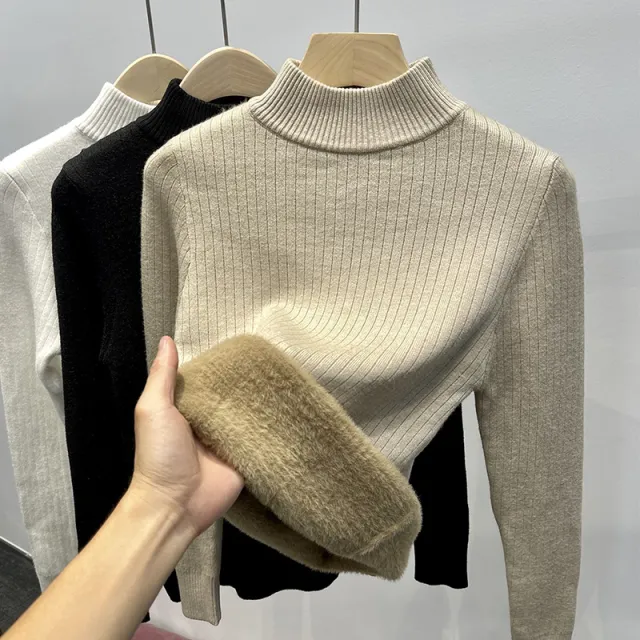 Single layer Fleece lined Inner Wear Thermal Base Knitwear Apricot - Shop at LoveMi