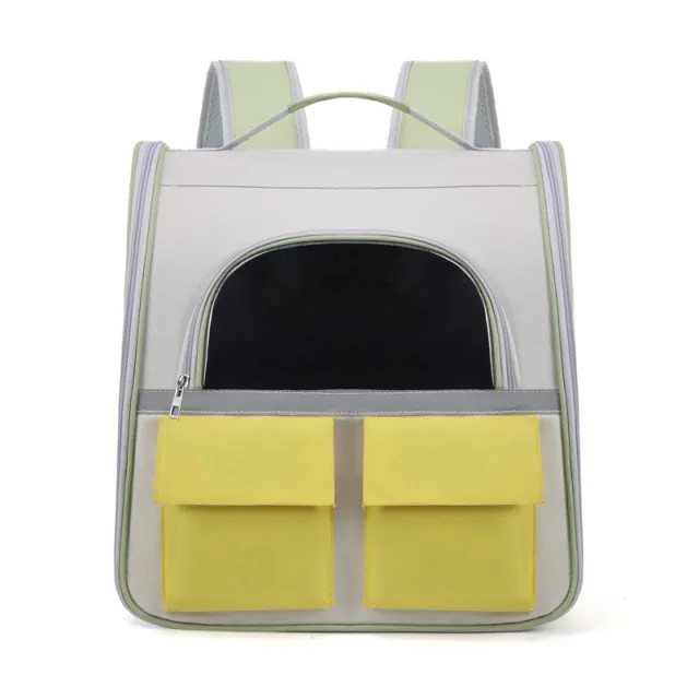 Cat Bag Portable Large Capacity Backpack Transparent Canvas White And Yellow - Shop at LoveMi