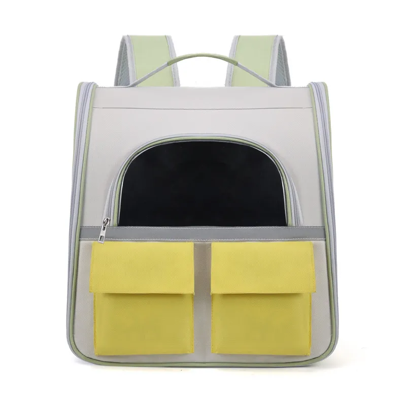 Cat Bag Portable Large Capacity Backpack Transparent Canvas - White And Yellow