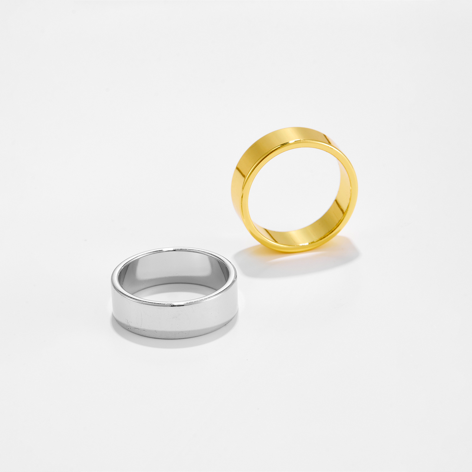 Simple Flat Personality Fashion Trend All-Match Gold Pigment Ring Twin Ring