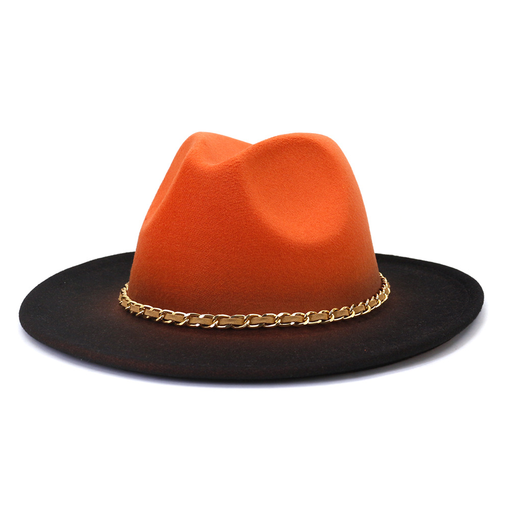 Painted Woolen Fedora British Ladies Broad-brimmed Hat