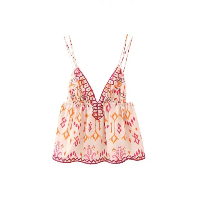 V neck Brace Sequin Embroidery Decoration Spaghetti strap Camisole Top - Shop at LoveMi
