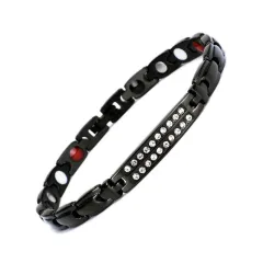 Cross CNC Diamond Magnet Bracelet Radiation Protection - Black - View 1