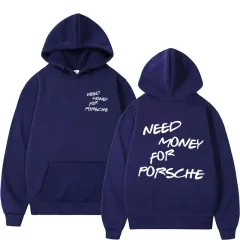 Funny Need Money Letter Print Hoodie Fashion Design - Navy Blue - View 1