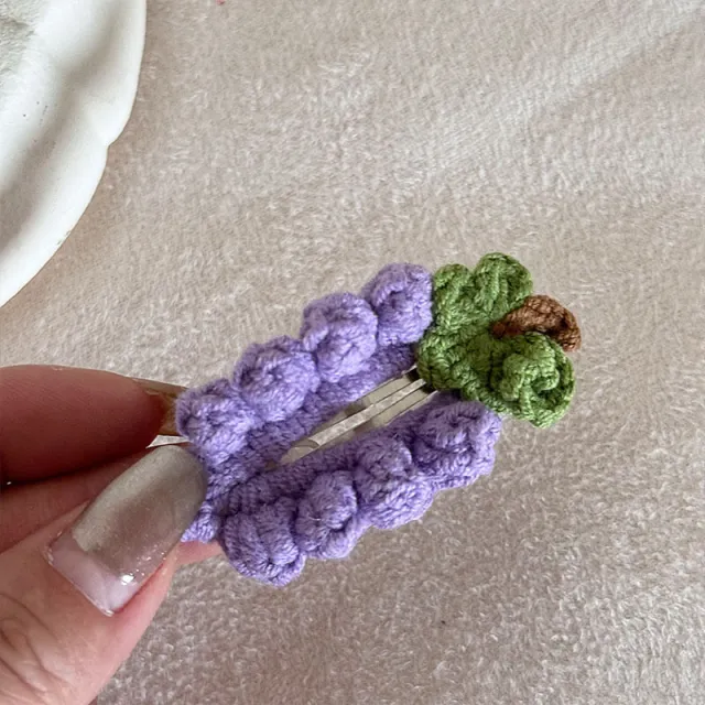 Grape Purple Wool Barrettes Cute Fabric Fruit Bang Clip Grape Wool Bb - Shop at LoveMi