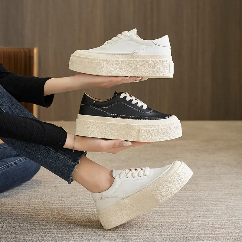 Women's Fashion Platform Casual Pure Color Tied
