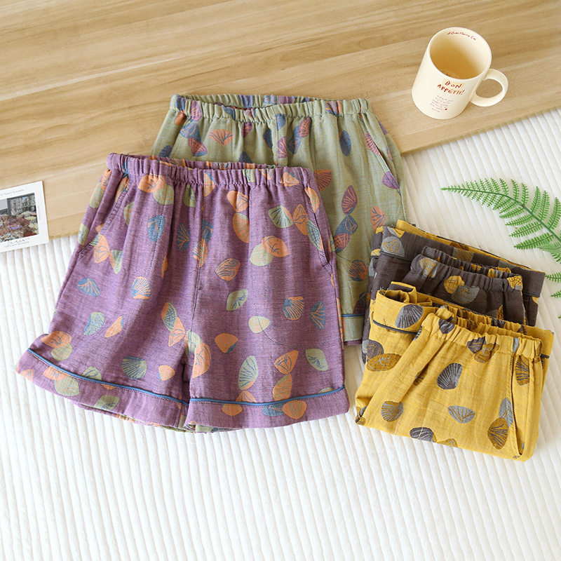 Womens Cotton Yarn-dyed Jacquard Shorts For Sleeping