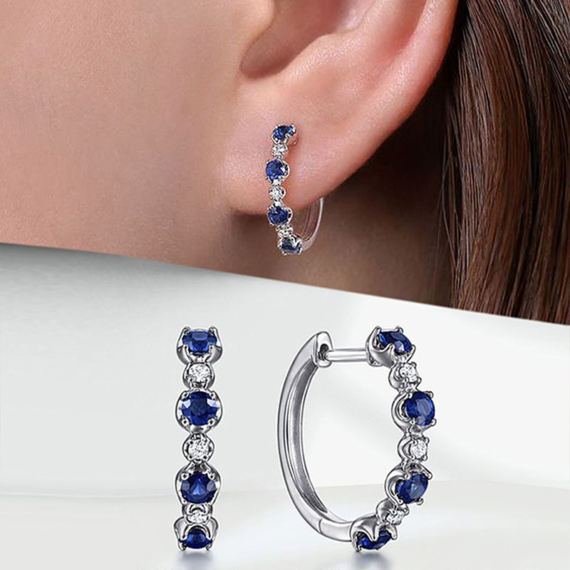 Womens Stylish And Compact Zircon Hoop Earrings
