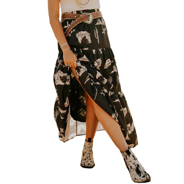 New Layered Ruffled High Waist Slimming Dress Women Black - Shop at LoveMi