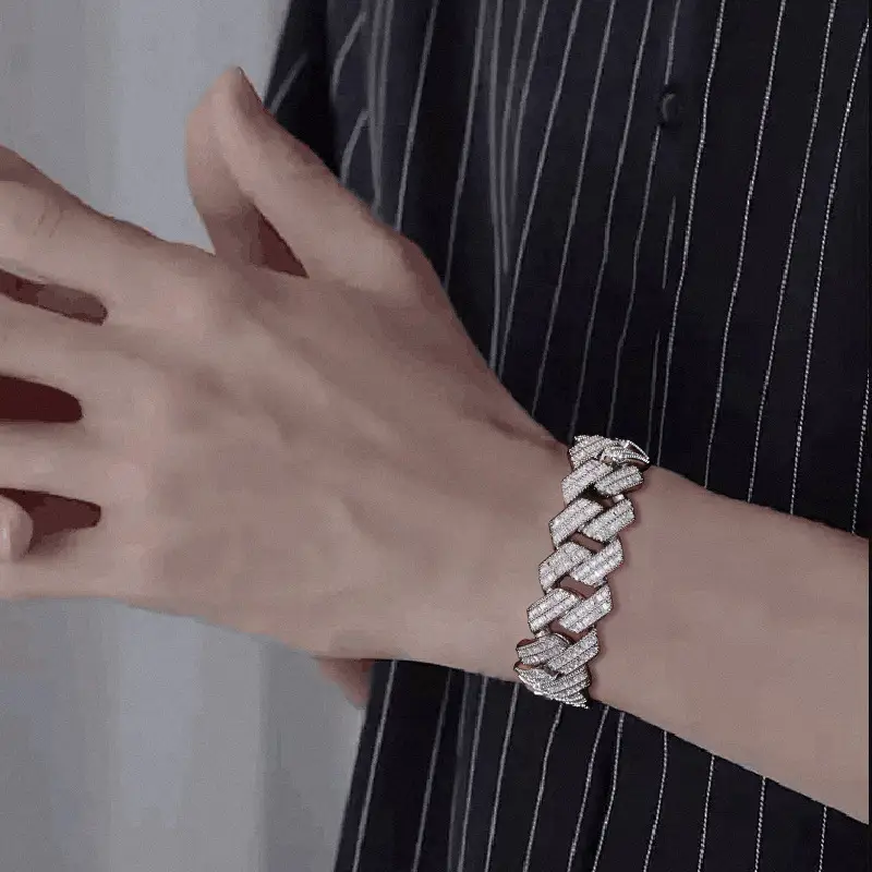 Zircon Rhombic Cuban Bracelet Men
