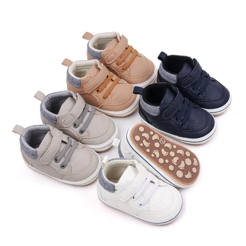 Fashionable Solid-color PU Leather First-walker Shoes