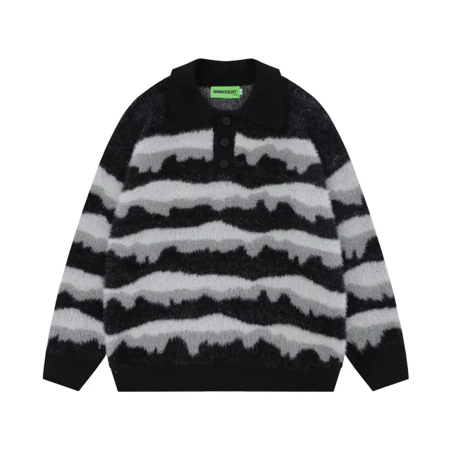 Men's And Women's Same Maychao Round Neck Knitted Sweater Black - Shop at LoveMi