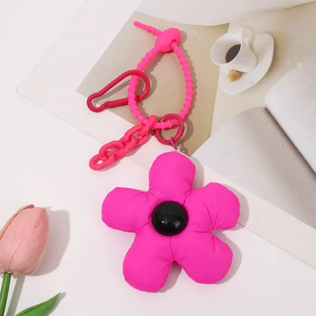 Creative New Color Fabric Five Petal Flower Flower Keychain Rose Red - Shop at LoveMi