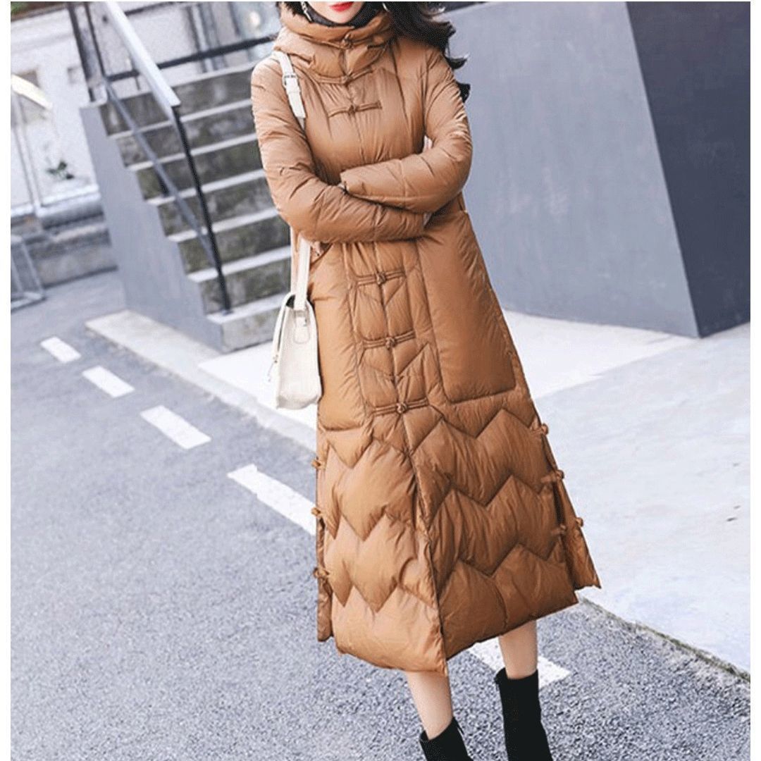 Knee-length Chinese-style Retro Frog-button Coat - Image 7