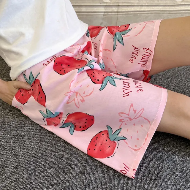 Summer Women's Pajama Pants Cotton Silk Shorts Home Loose Pink - Shop at LoveMi