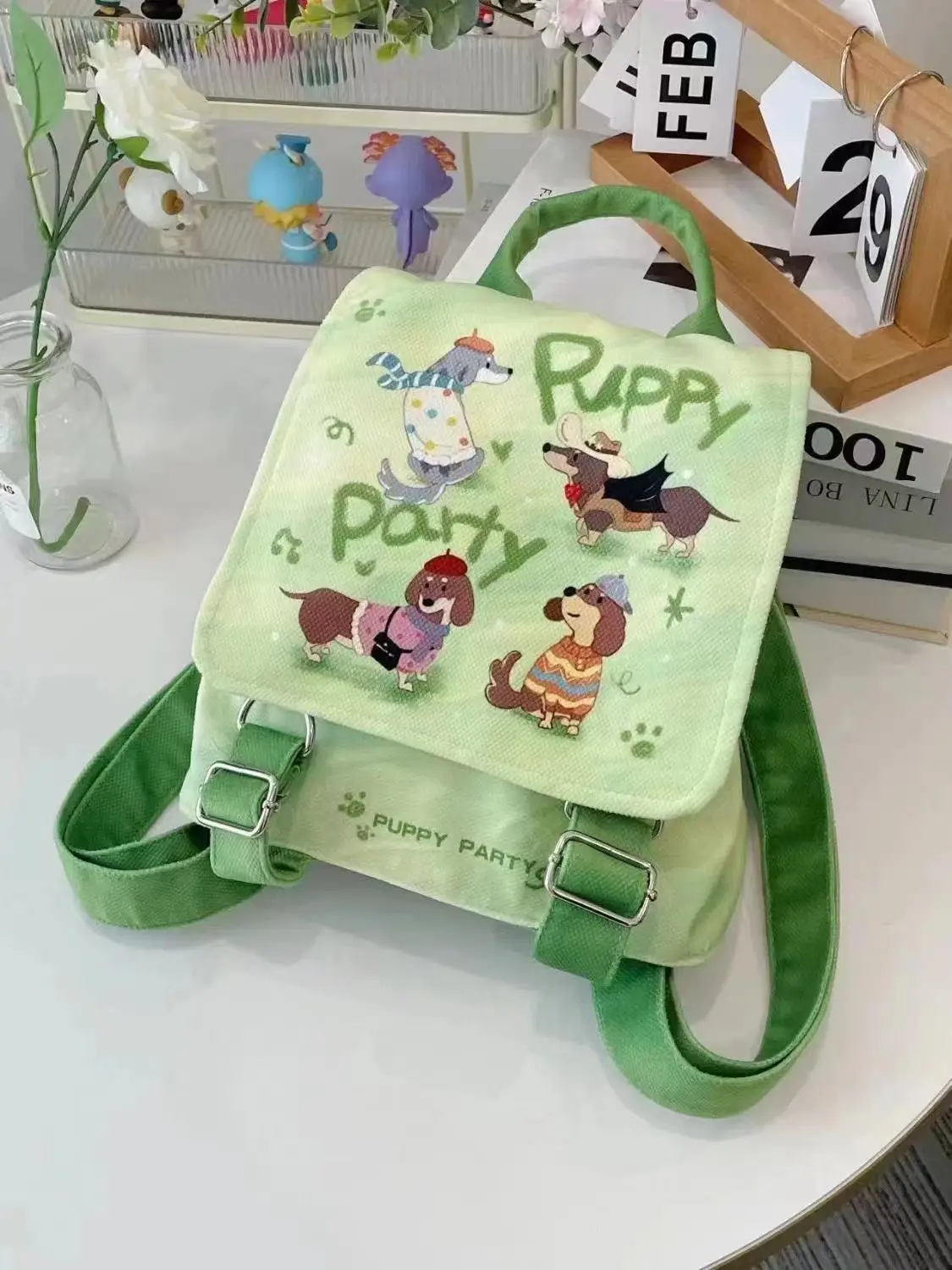 Puppy Party Backpack Student Cute Casual