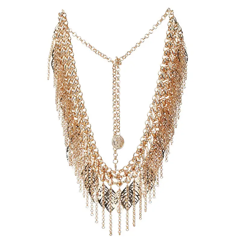 Gute Heavy Industry Waist Chain Multi-layer Golden Leaves Tassel Han Chinese Clothing Retro Ethnic Style Waist Decorations