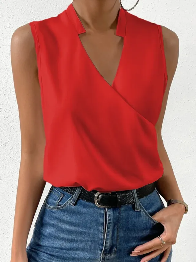 Women's Fashion Casual Top Vest Red - Shop at LoveMi