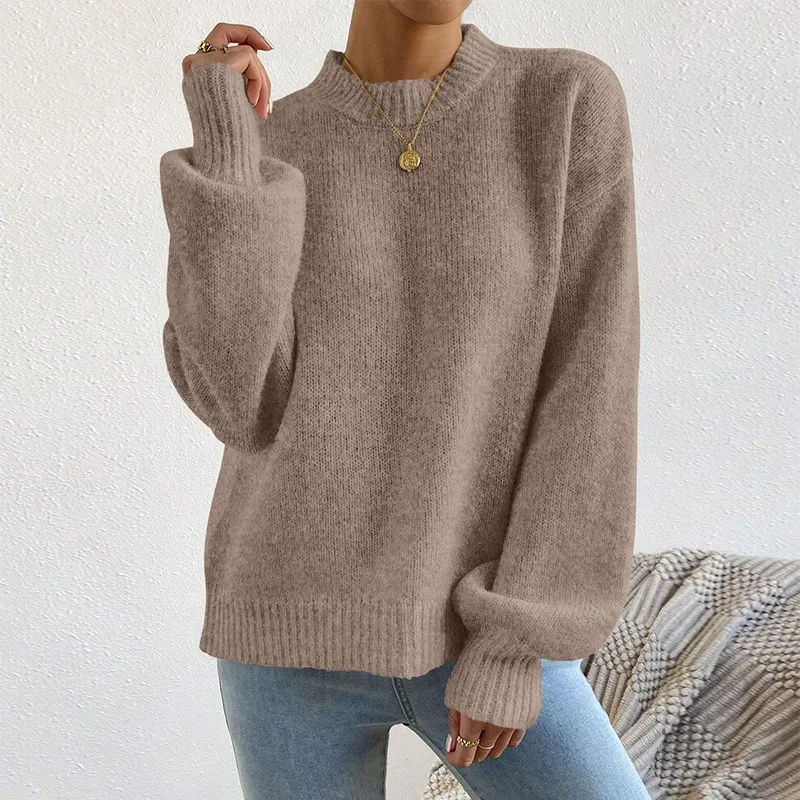 Pullover Three-needle Craft Autumn Sweater - Brown