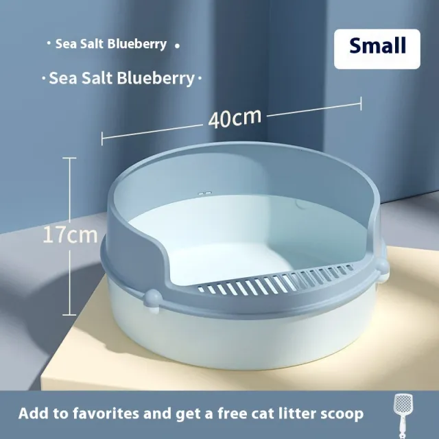 Anti splash Semi Closed Litter Box Small Size Sea Salt Blueberry - Shop at LoveMi